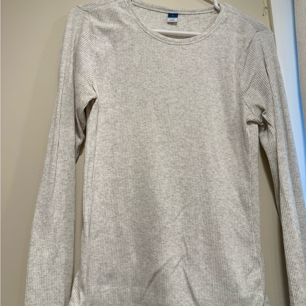 Old Navy Light Gray Ribbed Knit Top